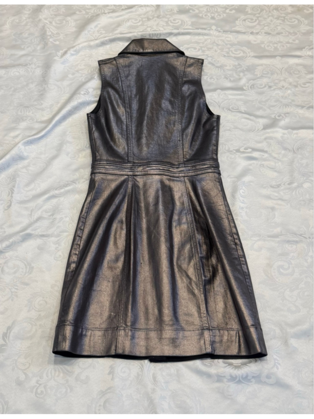 Ramy Brook Black Metallic Katalina Coated Denim Button Front Mini Dress Size 26 - Picture 6 of 7